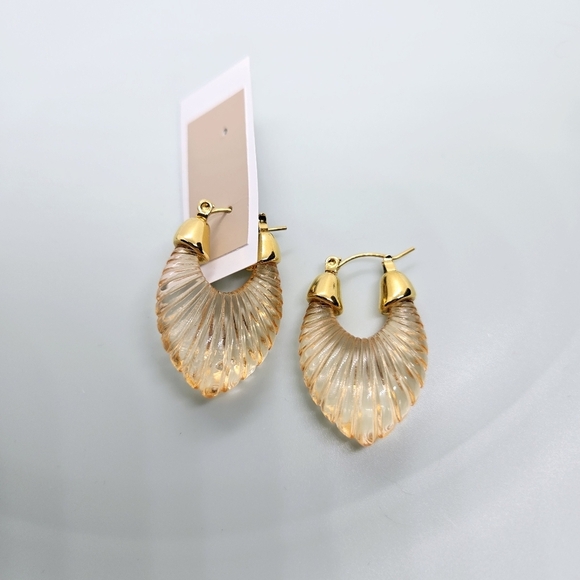 Elegant Gold and Light Orange Color Hoop Earrings - Picture 17 of 17